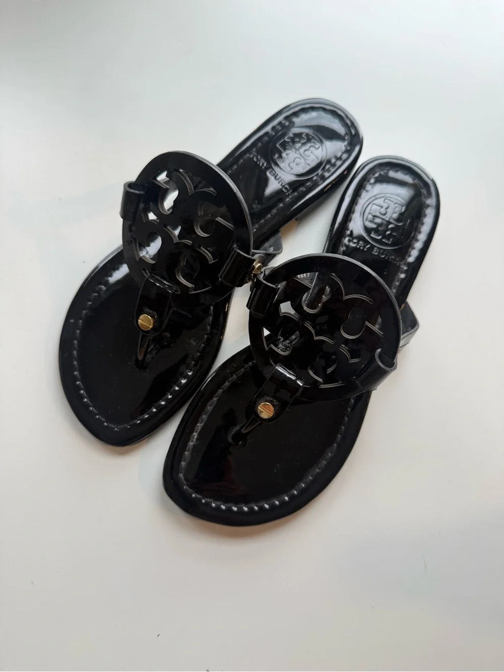 Tory Burch Black Patent Miller Sandals